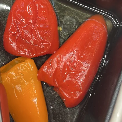 Poivrons tri couleur farcis fromage 